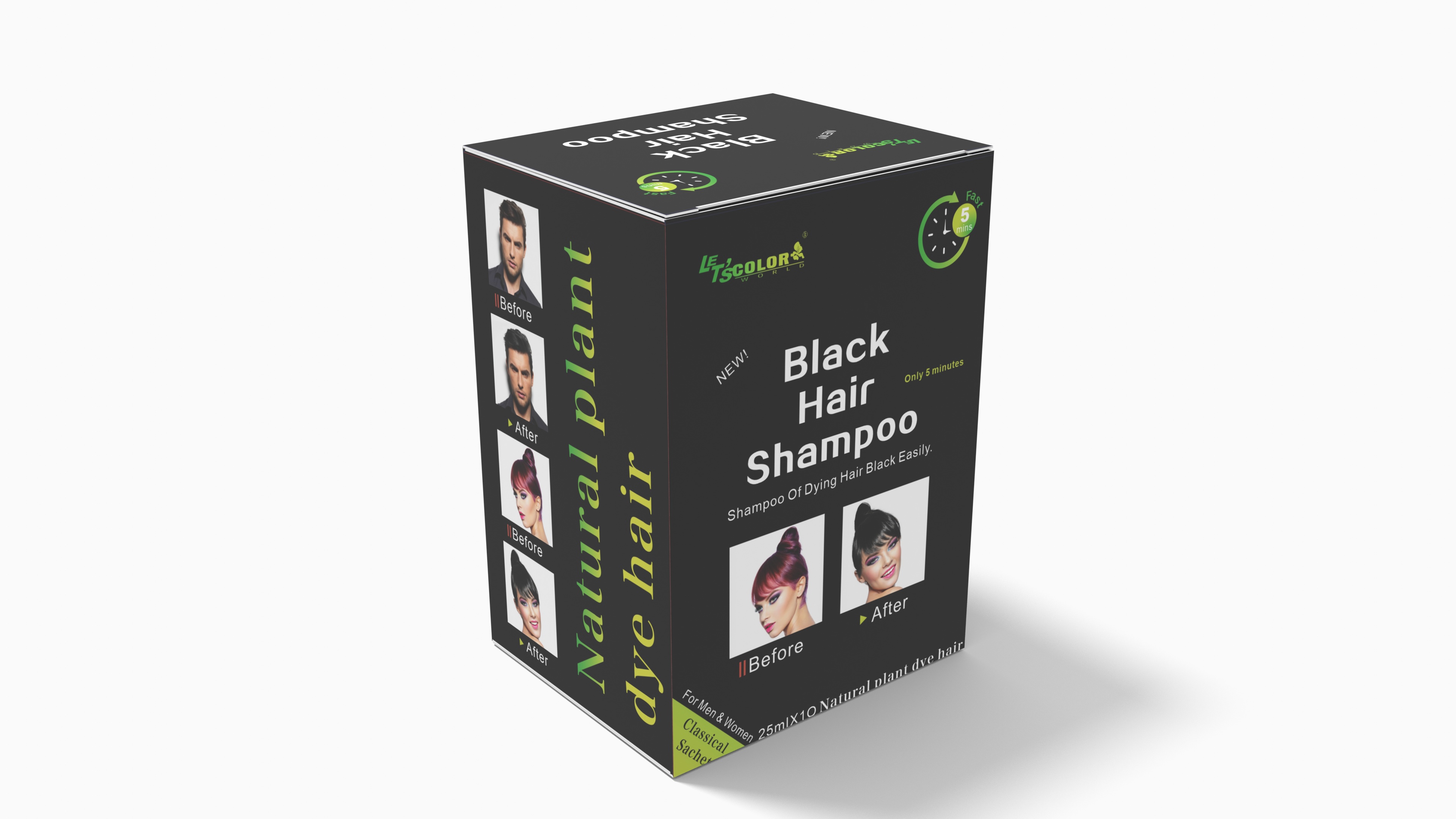 Black Organic Hair Color Shampoo to Cover Gray Hair