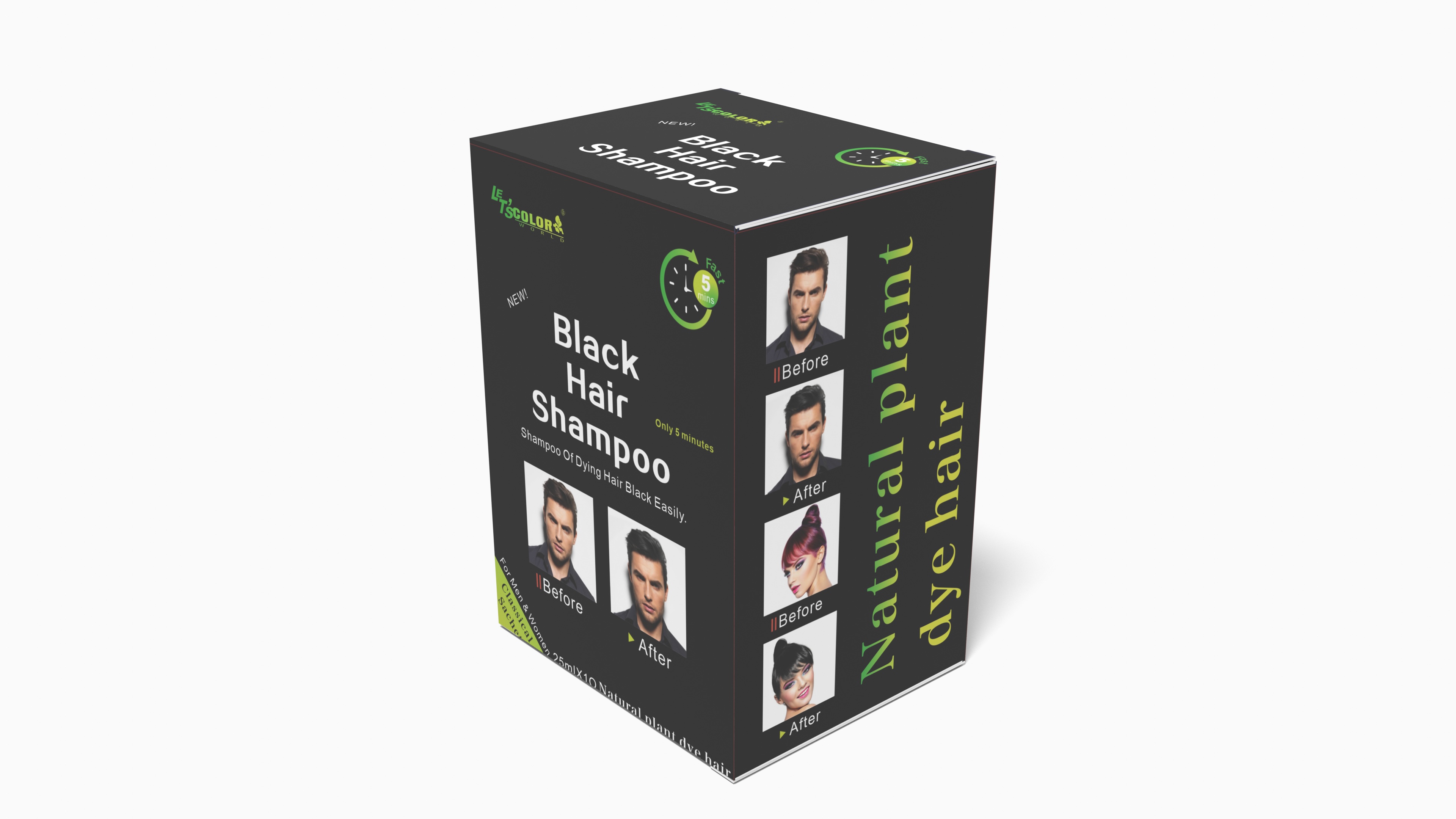 Natural Black Organic Men's Hair Color Shampoo